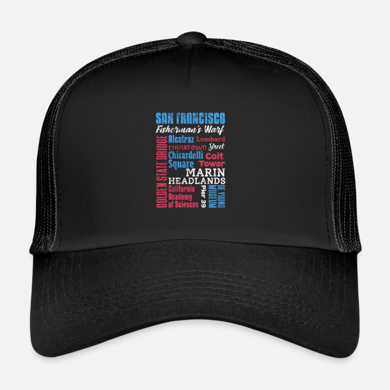 San Francisco Golden Gate Kalifornien Geschenk - Trucker Cap - Schwarz/Schwarz