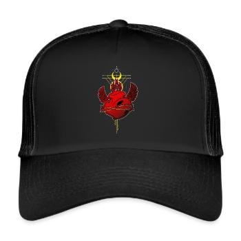 Burning Heart Tribal Tattoo Sacred Geometry - Trucker Cap - black/black - Front