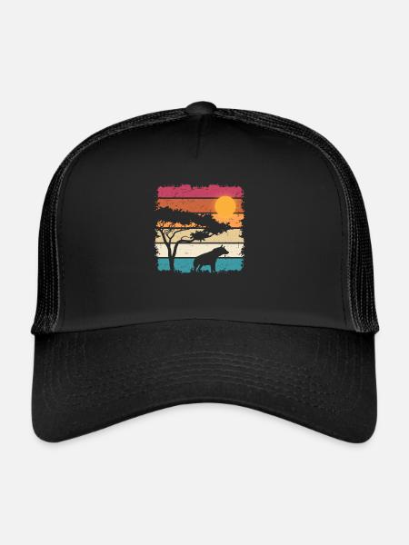 Hyène vintage - Casquette trucker  - noir/noir - Devant