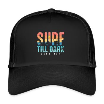 Surfen Tansania Palmenstrand Souvenir Afrika - Trucker Cap - Schwarz/Schwarz - Vorne