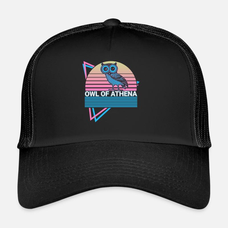 Eule der Athene Retro - Trucker Cap - Schwarz/Schwarz