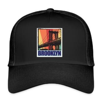 Brooklyn New York City Bridge NY Souvenir États-Unis - Casquette trucker  - noir/noir - Devant