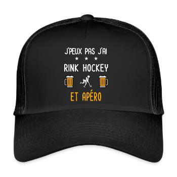 je peux pas j'ai rink hockey apéro - Casquette trucker  - noir/noir - Devant