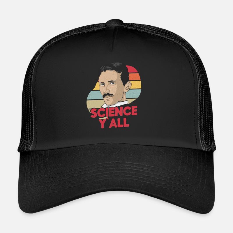 Science Y ́All - Nicola Tesla - Casquette trucker  - noir/noir