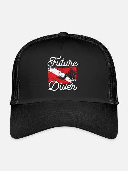 Futur plongeur - Casquette trucker  - noir/noir - Devant