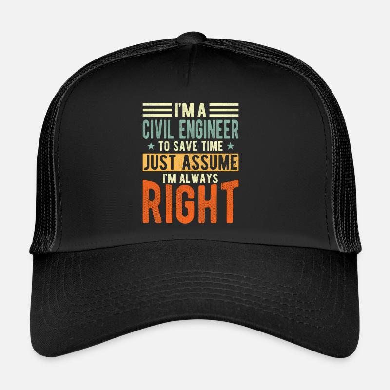 Bauingenieur - Trucker Cap - Schwarz/Schwarz