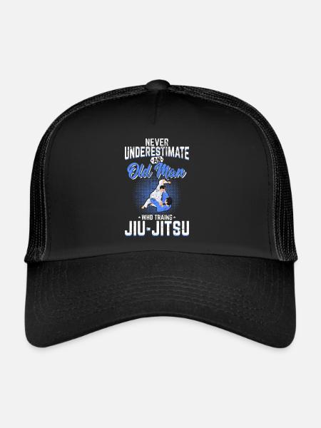 Ne sous-estimez jamais un vieil homme Jiu Jitsu BJJ Jiu-J - Casquette trucker  - noir/noir - Devant
