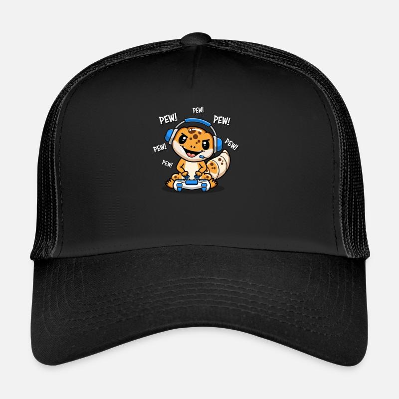 Gecko léopard - Casquette trucker  - noir/noir