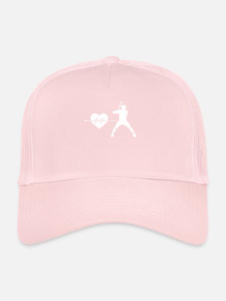 Battements de cœur de baseball - Casquette trucker  - rose pâle - Devant