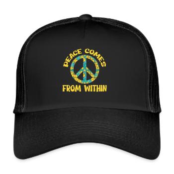 Finde deinen Frieden Blumen Hippie Glückseligkeit - Trucker Cap - Schwarz/Schwarz - Vorne