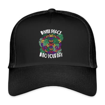Soyez gentil paix hippie amour liberté et G - Casquette trucker  - noir/noir - Devant