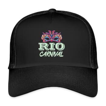Karneval Rio de Janeiro Brasilien Karneval Maske F - Trucker Cap - Schwarz/Schwarz - Vorne