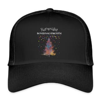 Karneval Konfetti Jeck Christbaum Weihnachtsmuffel - Trucker Cap - Schwarz/Schwarz - Vorne