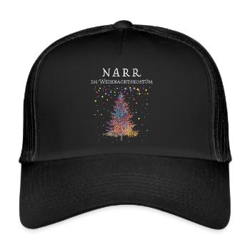Weihnachtsbaum Weihnachtensmuffel Narr Jeck - Trucker Cap - Schwarz/Schwarz - Vorne