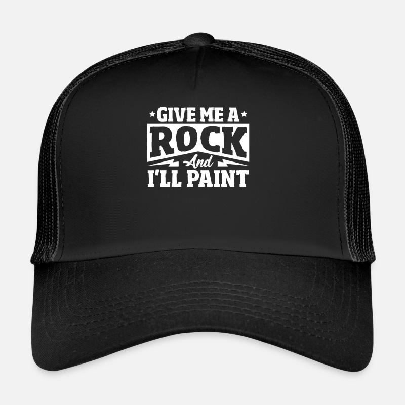 Steine Bemalen Steine Stein Wandersteine Happy Sto - Trucker Cap - Schwarz/Schwarz