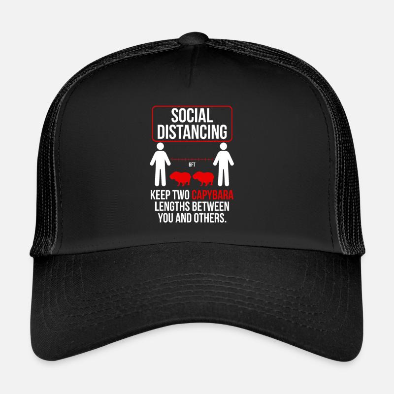 Social distancing Funny capybara - Trucker Cap - black/black