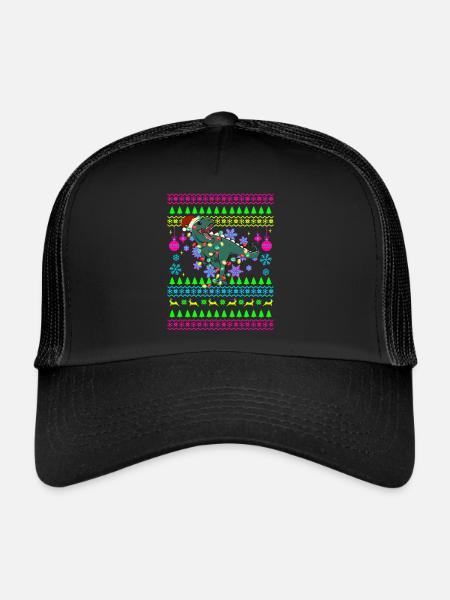 Drôle de tenue de Noël Moche Noël T-Rex - Casquette trucker  - noir/noir - Devant
