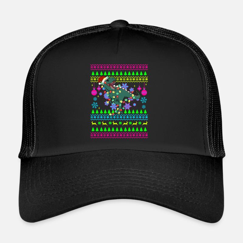 Drôle de tenue de Noël Moche Noël T-Rex Casquette trucker 
