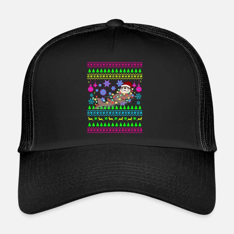 Drôle de tenue de Noël Loutre de Noël moche Casquette trucker 