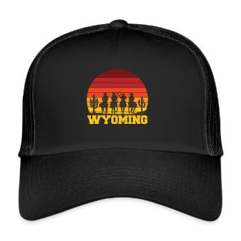 Wyoming Cowboy Buffalo Nature Randonnée Mountain Canyon - Casquette trucker  - noir/noir - Devant