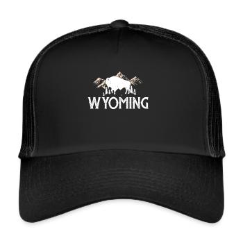 Wyoming Buffalo Randonnes Mountain Nature Souvenir - Casquette trucker  - noir/noir - Devant