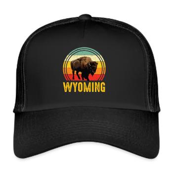 Souvenir du Wyoming Buffalo Nature Randonnée Mountain Canyon - Casquette trucker  - noir/noir - Devant