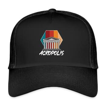 Griechenland Antike Akropolis Griechisch Athen Par - Trucker Cap - Schwarz/Schwarz - Vorne