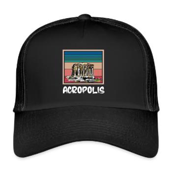 Griechenland Akropolis griechische Stadt Ruine Ath - Trucker Cap - Schwarz/Schwarz - Vorne