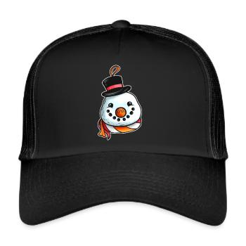 Kawaii Noël Arbre de Noël Boule Globe Bonhomme de neige - Casquette trucker  - noir/noir - Devant