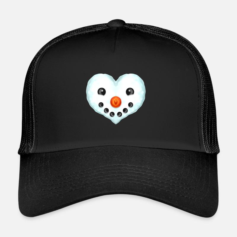 Heart Shaped Snowman Face For Christmas Trucker Cap