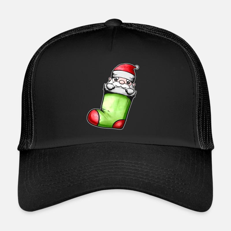 Mignon Kawaii Santa In Sock On Chimney Fireplace Casquette trucker 
