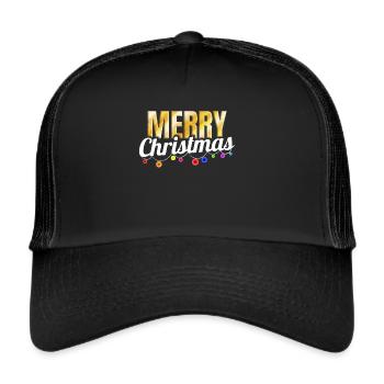 Light Chain Decorated Merry Christmas - Trucker Cap - Schwarz/Schwarz - Vorne