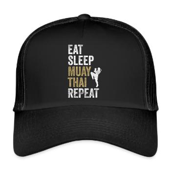 Eat Sleep Muay Thai Boxing Tee Vintage Muay Thai - Casquette trucker  - noir/noir - Devant