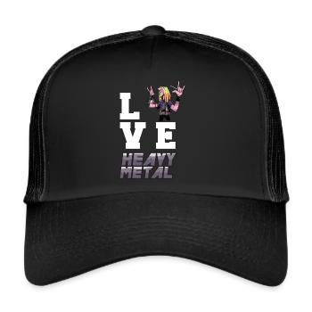 J’adore le heavy metal rock toi fan de metal rocking hard r - Casquette trucker  - noir/noir - Devant