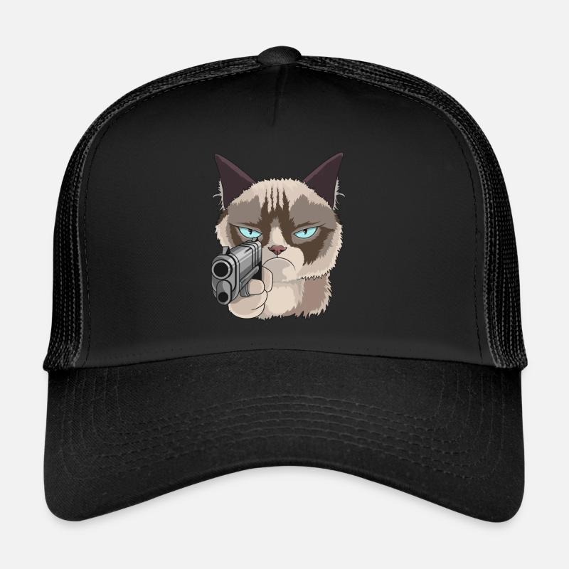 Chat avec pistolet Casquette trucker 