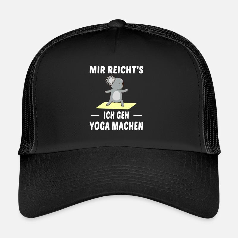 Yoga Machen Koala Spruch Witzig - Trucker Cap - Schwarz/Schwarz