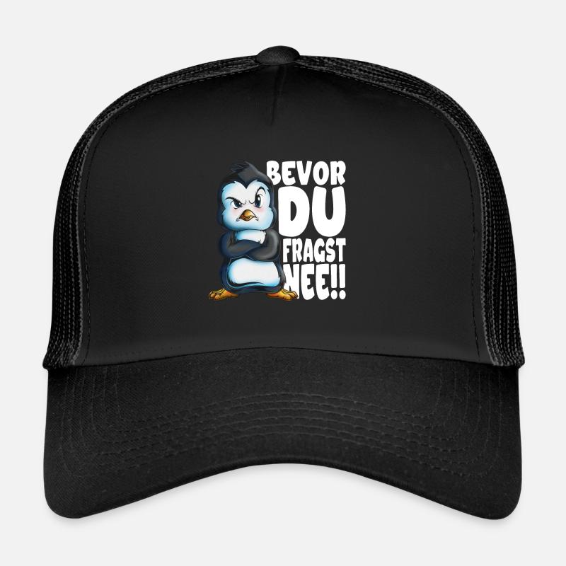 Bevor du fragst nee mir egal Pinguine - Trucker Cap - Schwarz/Schwarz