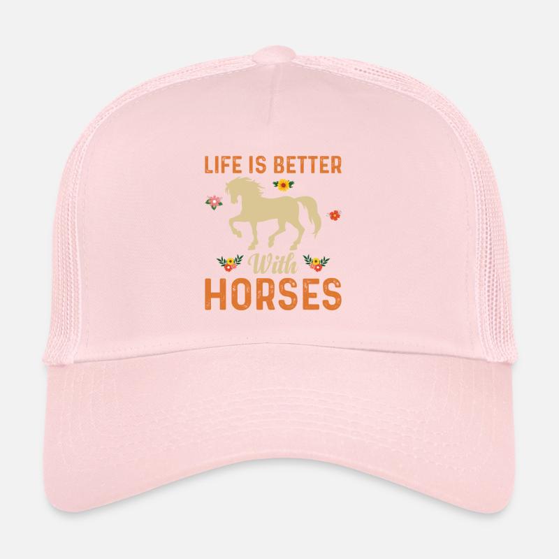 Das Leben Ist Besser Mit Pferden Flower Power Trucker Cap