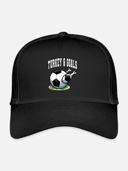 Thanksgiving Soccer Turkey And Goals - Trucker Cap - black/black - Front