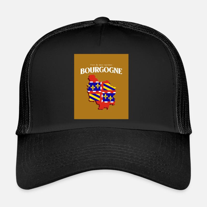 Fier de mes Racines Bourgogne Or - Casquette trucker  - noir/noir