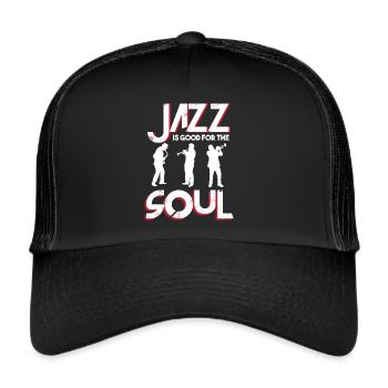 Musicien Jazz Soul Saxophone Music Orchestra - Casquette trucker  - noir/noir - Devant