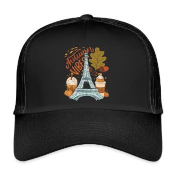Eiffel Tower Autumn Vibes Autumn in Paris French - Trucker Cap - black/black - Front
