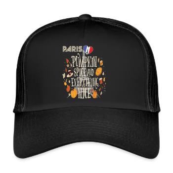 Tour Eiffel Citrouille Paris Automne France Automne i - Casquette trucker  - noir/noir - Devant