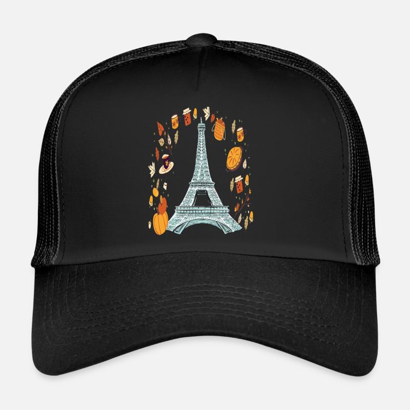 Couronne d’automne Tour Eiffel Automne à Paris Français Casquette trucker 