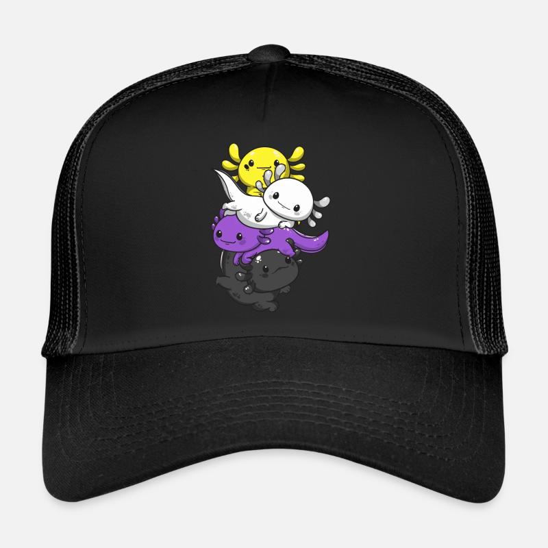 Non-binary pride kawaii axolotl pile nonbinä Casquette trucker 