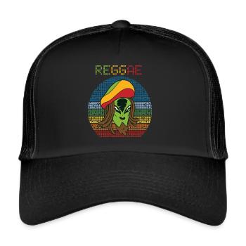 Alien Reggae Retro Jamaika Rasta Souvenir Rastafar - Trucker Cap - Schwarz/Schwarz - Vorne