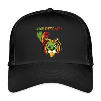Jamaika Alien Reggae Souvenir Rasta Musik Rastafar - Trucker Cap - Schwarz/Schwarz - Vorne