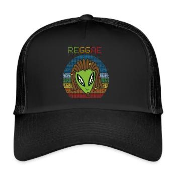 Reggae Alien Retro Jamaika Rasta Souvenir Rastafar - Trucker Cap - Schwarz/Schwarz - Vorne