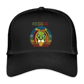 Rasta Alien Reggae Retro Jamaika Souvenir Rastafar - Trucker Cap - Schwarz/Schwarz - Vorne