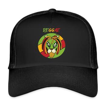 Rasta Löwe Reggae Retro Jamaika Souvenir Rastafari - Trucker Cap - Schwarz/Schwarz - Vorne
